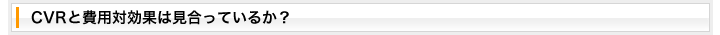 CVRと費用対効果は見合っているか？